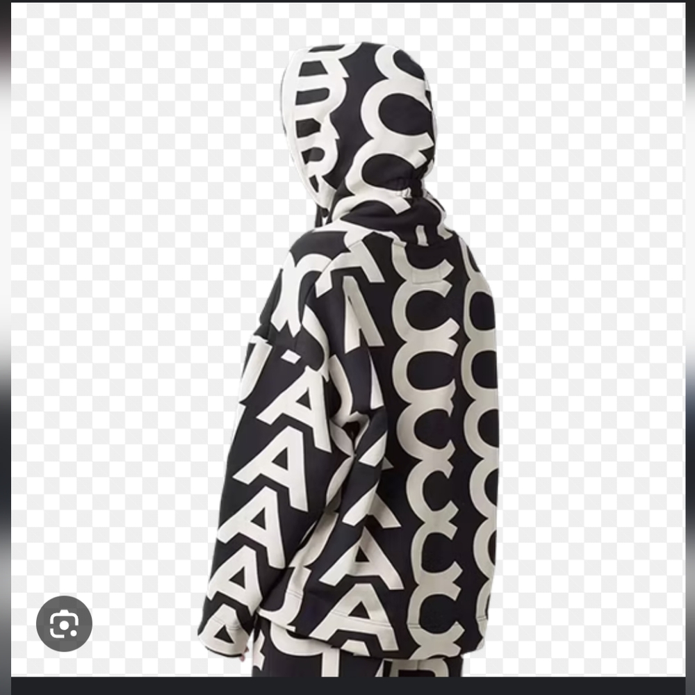 Marc Jacob’s Unisex OVERSIZED Logo Hoodie black Beige Sz XL - Picture 3 of 16